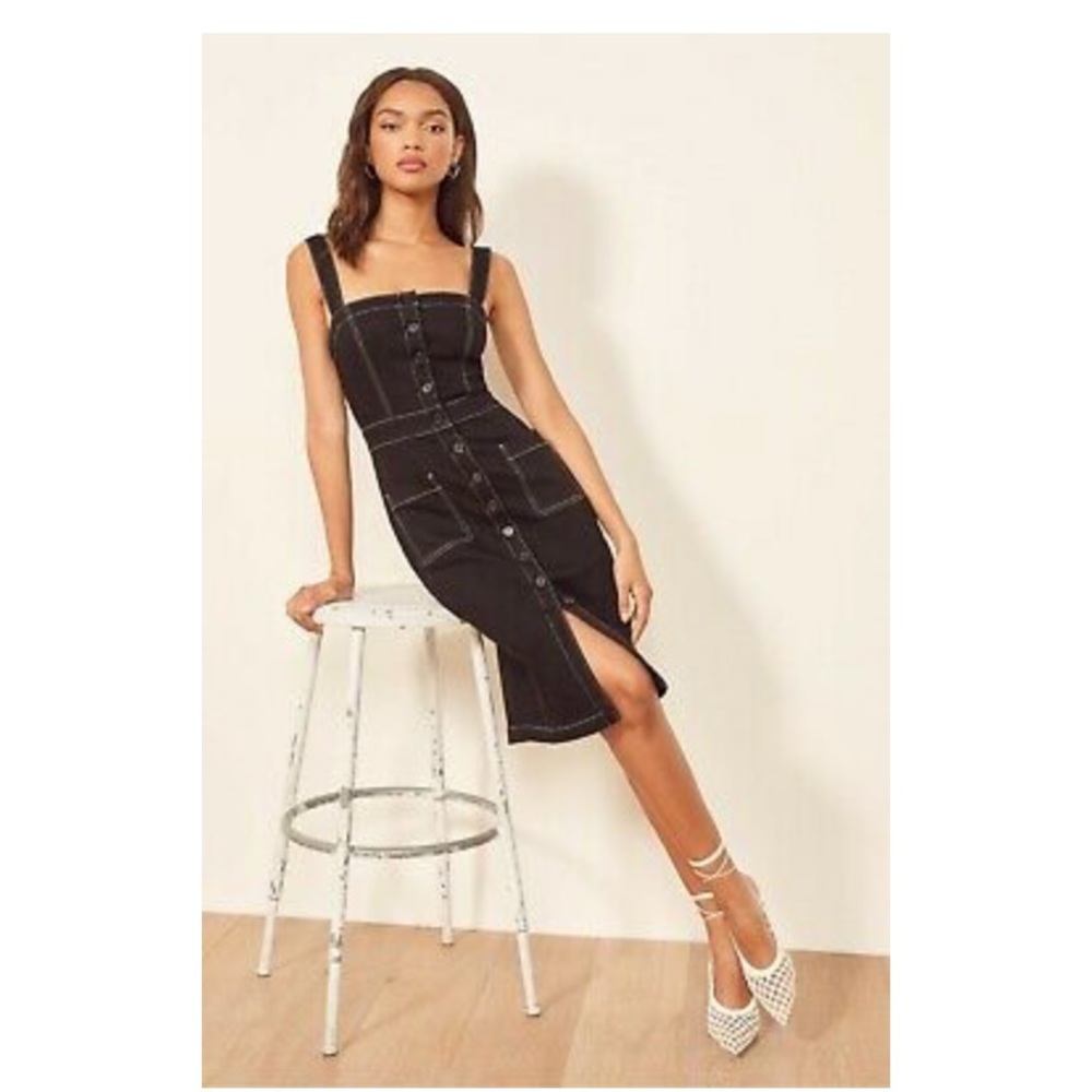 Reformation Roxanna Denim Button Dress